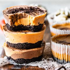 Chocolate Pumpkin Mini Cheesecakes