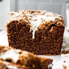 Gingerbread Loaf with Streusel Cream Cheese Glaze